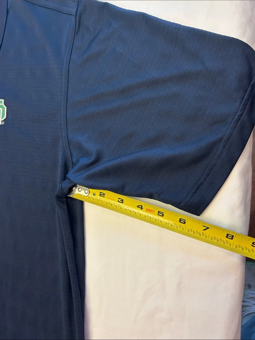 adidas Navy Polo with Green ND (Notre Dame) Chest Logo